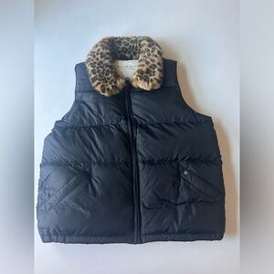 DENIM & SUPPLY RALPH LAUREN: WOMENS BLACK DOWN VEST FAUX FUR COLLAR Size L
